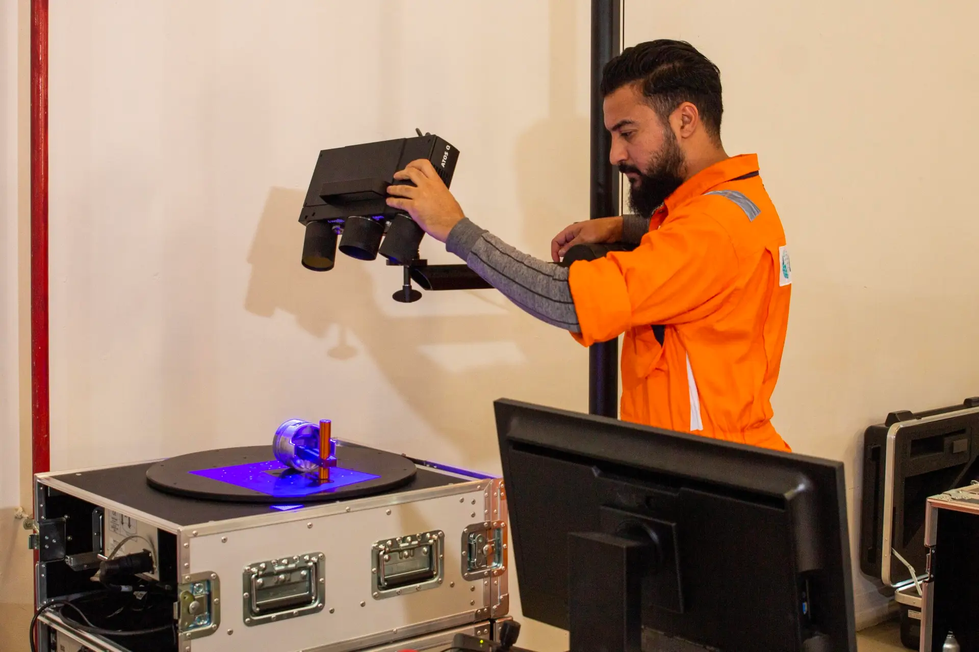 Engineer reviewing digital spare parts on workstation