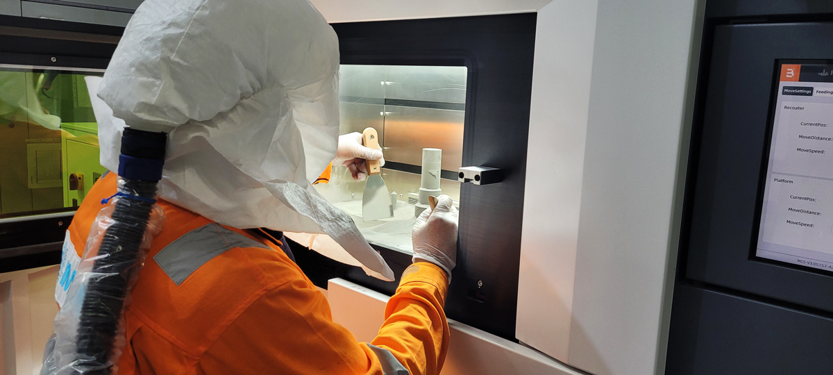 Engineer accessing a validated digital spare parts library for on demand production