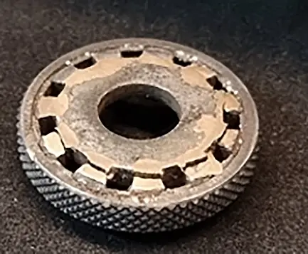 Damaged gear part requiring replacement